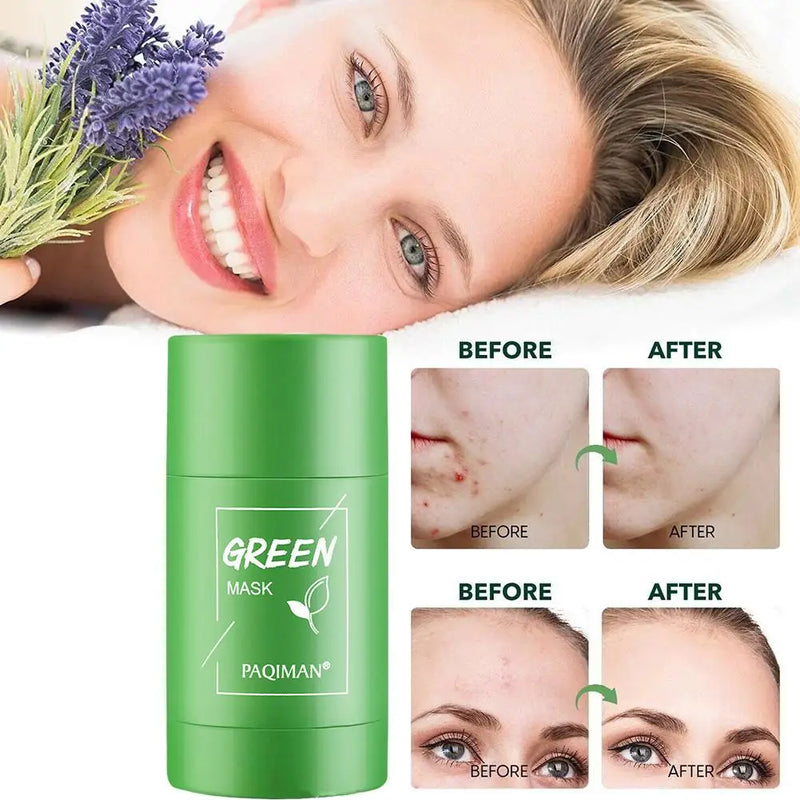 Máscara facial de chá verde, limpeza profunda, controle de óleo, remoção sólida de acne, argila purificadora, máscara facial hidratante, cuidados com a pele