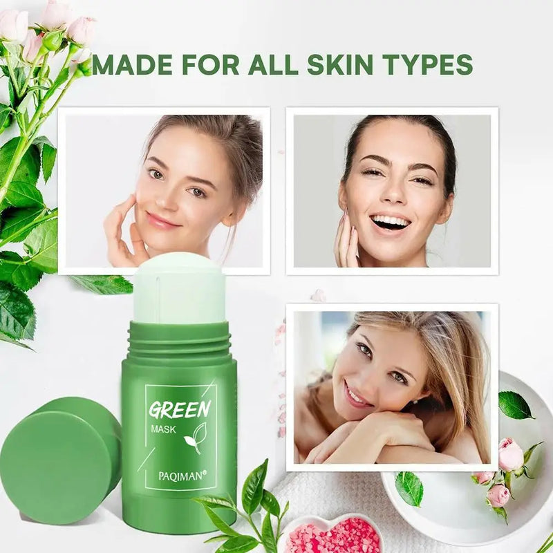 Máscara facial de chá verde, limpeza profunda, controle de óleo, remoção sólida de acne, argila purificadora, máscara facial hidratante, cuidados com a pele